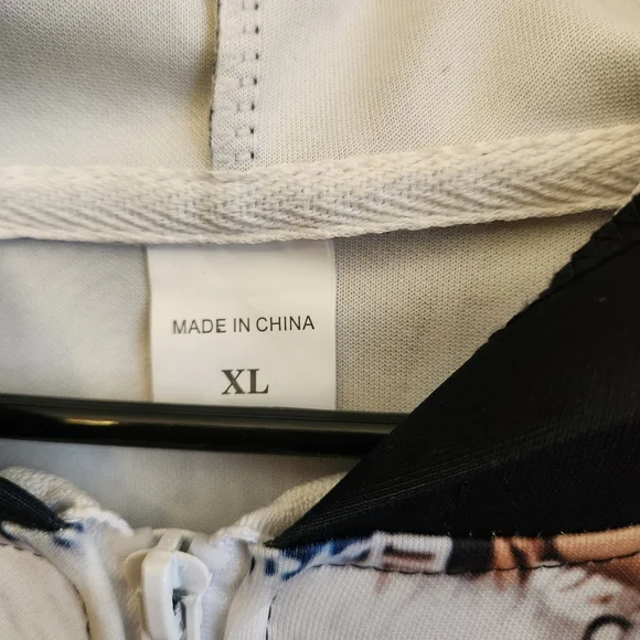 Men's Graphic Zip Up Hoodie White Wolf Feather Dreamcatcher Print XL - Picture 3 of 7